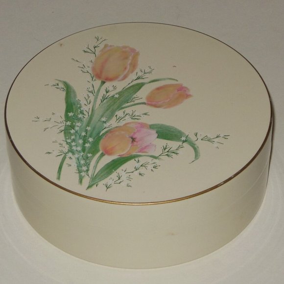 Otagiri Gibson Japan 7 Piece Lacquerware Coaster Set with Canister Off White Pin - Picture 1 of 6